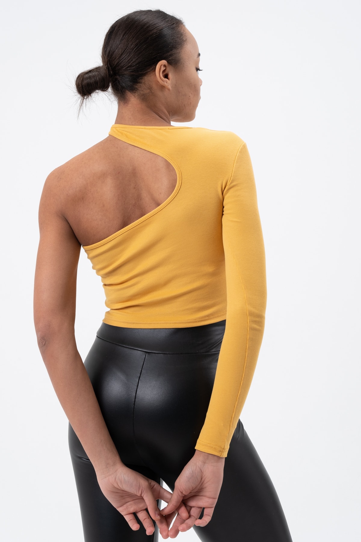 Kadın Petrol Yeşili Dekolte Tek Kollu Bluz