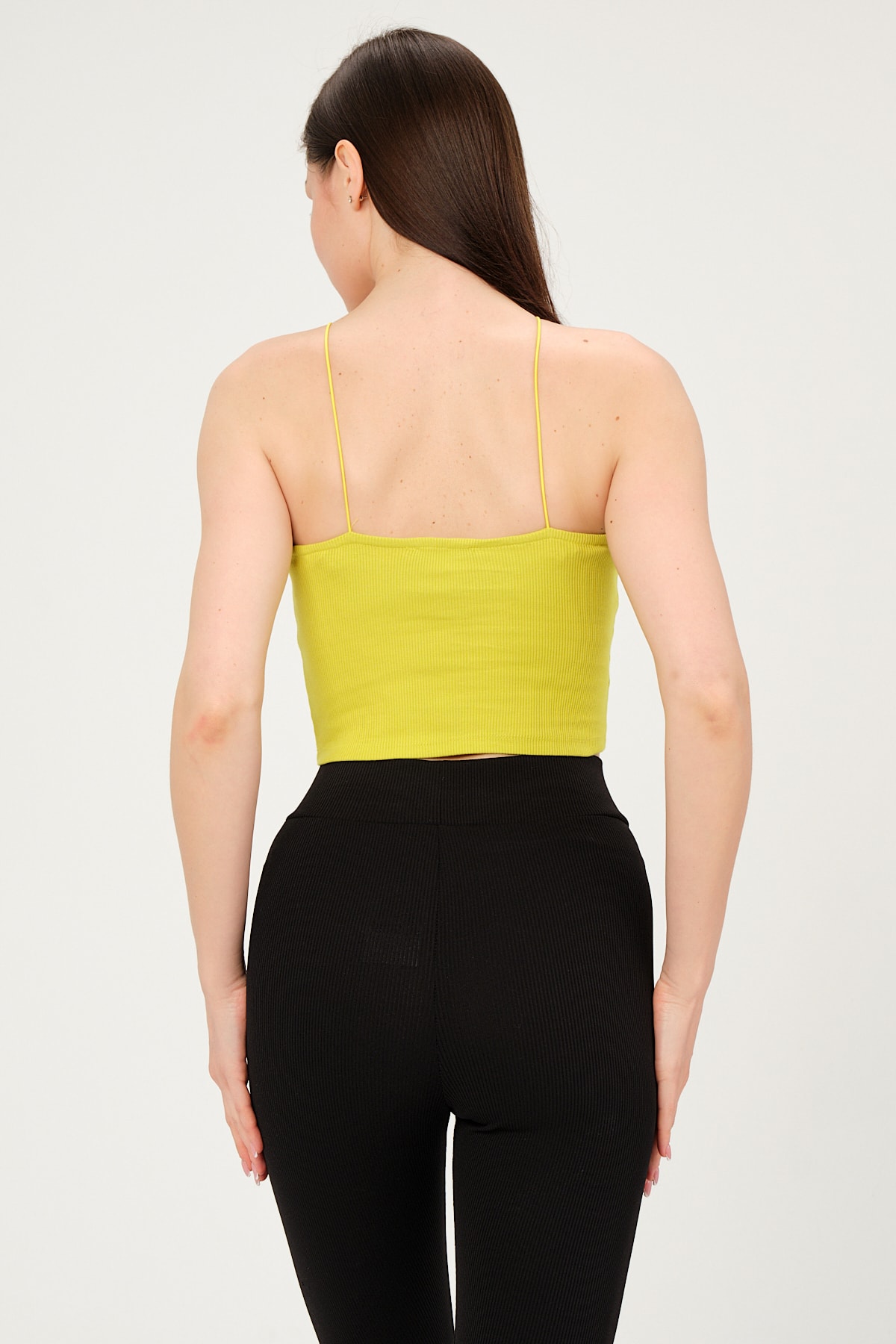 Kadın Yeşil Askılı Crop Bluz