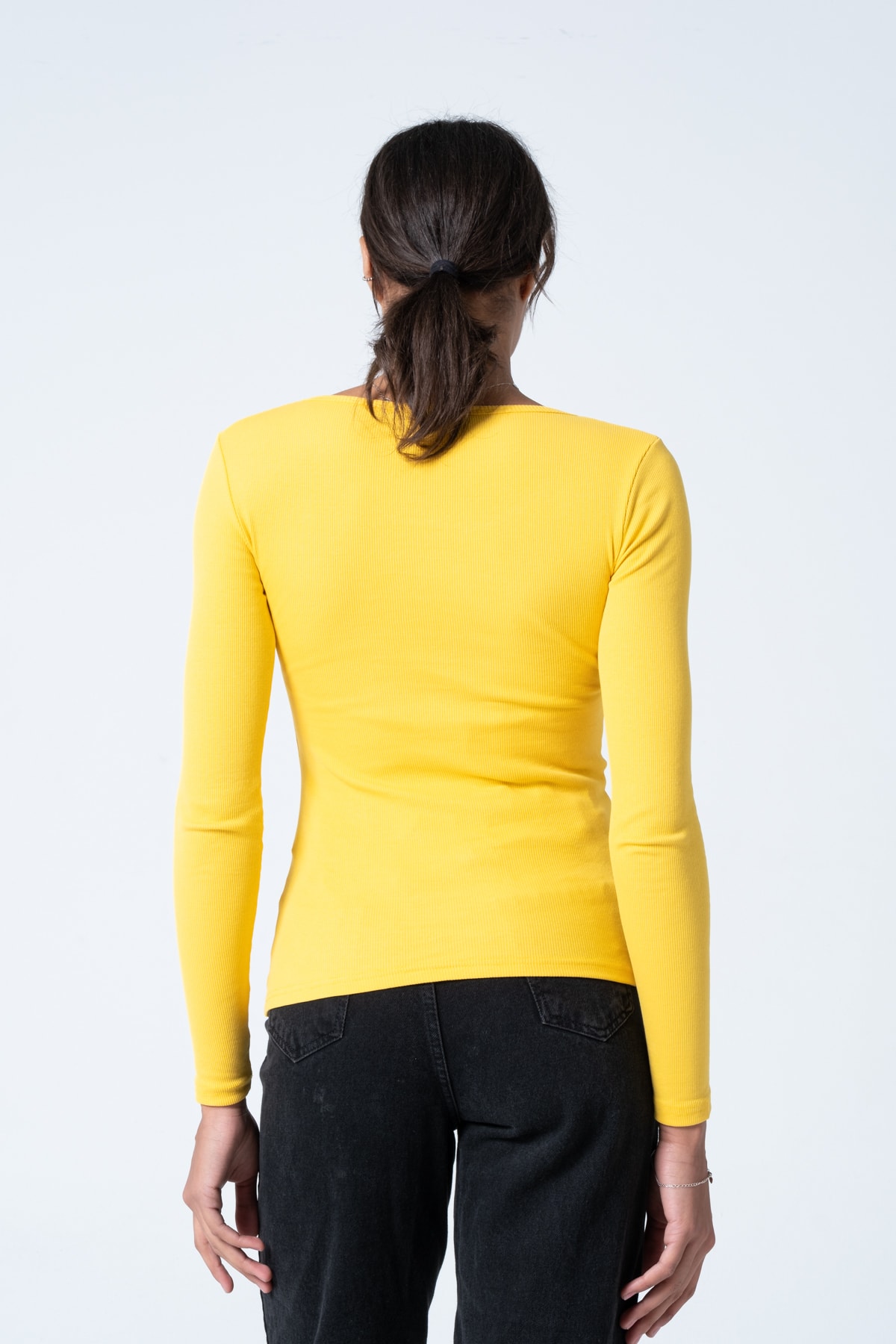 Kadın Kahverengi Çıtçıtlı Örme Uzun Kollu Bluz