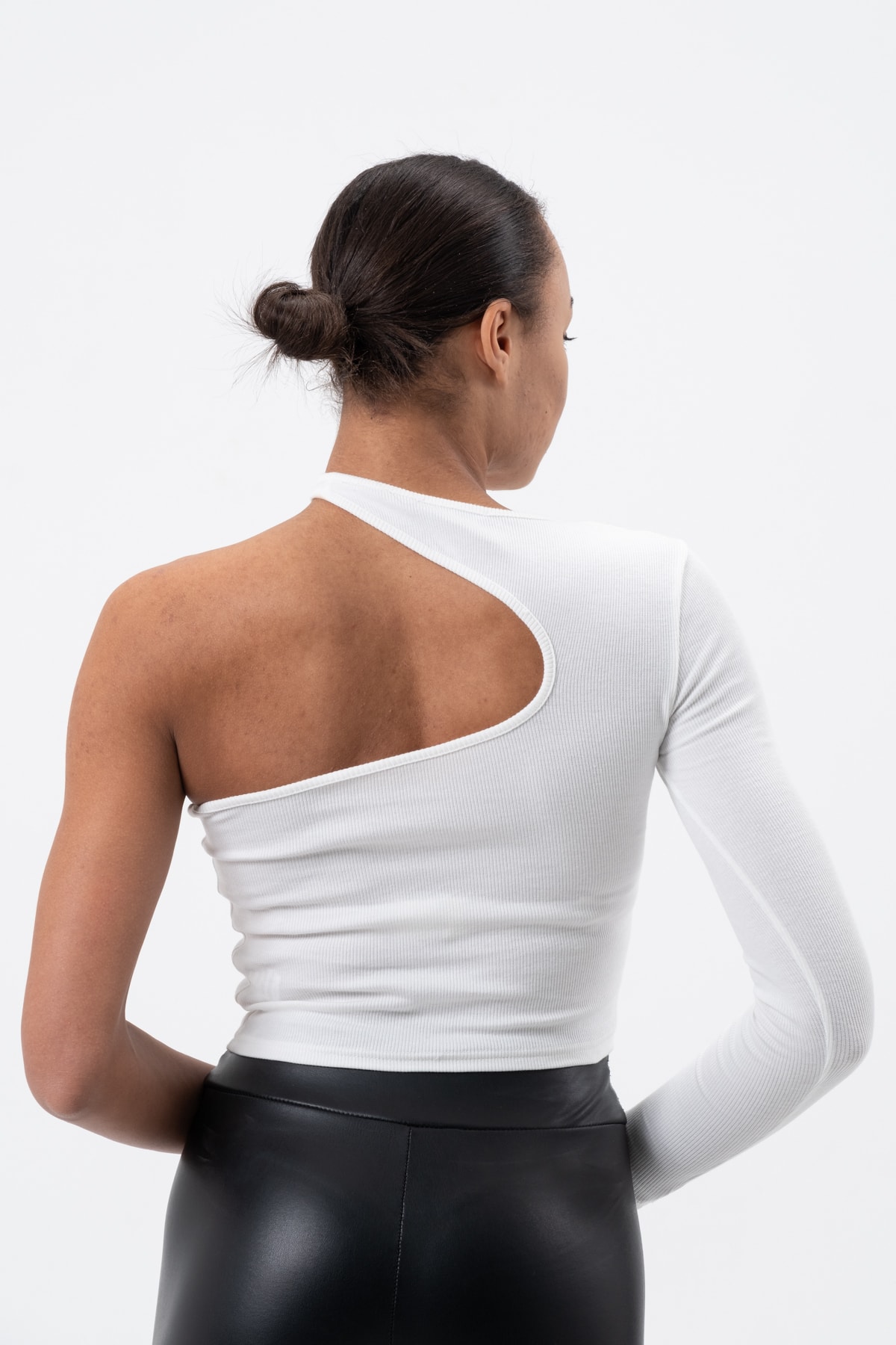 Kadın Petrol Yeşili Dekolte Tek Kollu Bluz